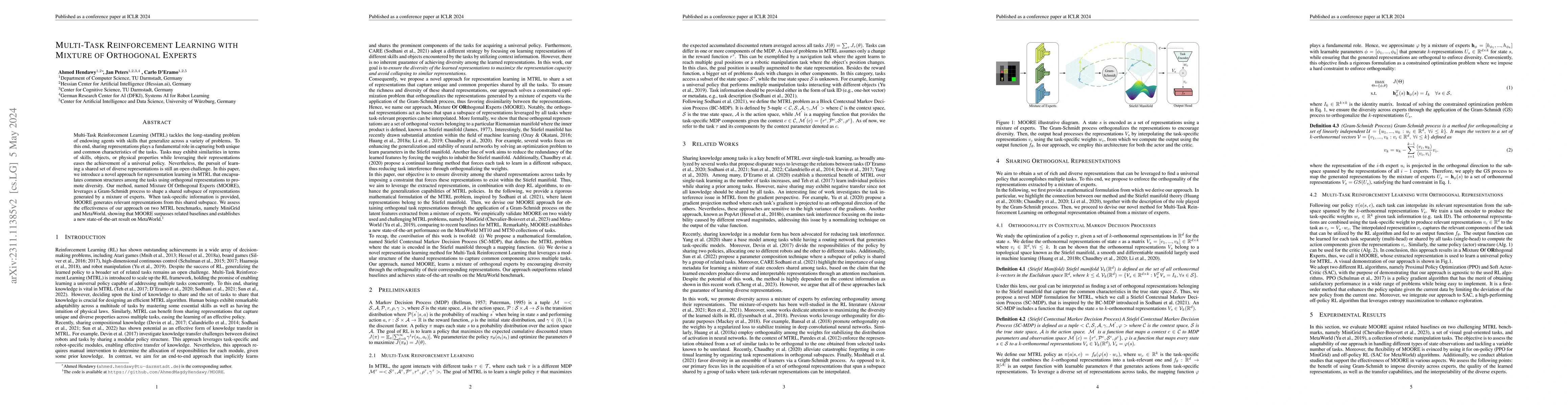 Thumbnail for Multi-Task Reinforcement Learning with Mixture of Orthogonal Experts