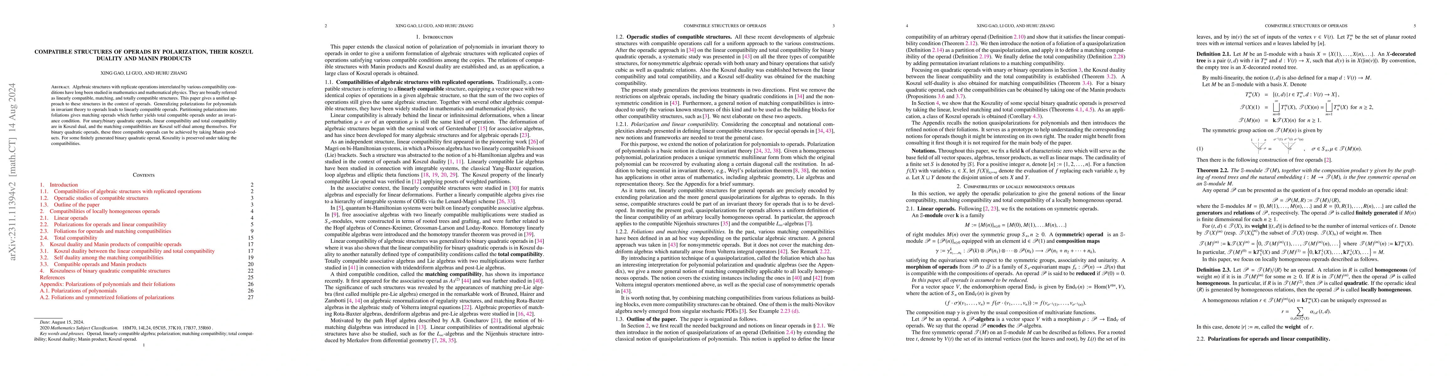 Thumbnail for Compatible structures of operads by polarization, their Koszul duality
  and Manin products