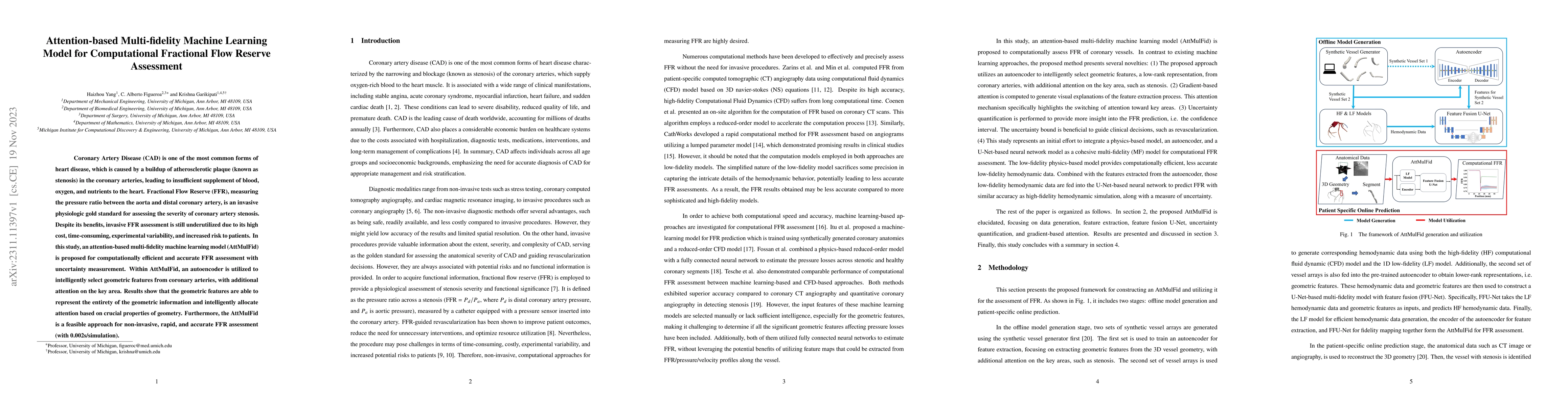 Thumbnail for Attention-based Multi-fidelity Machine Learning Model for Computational
  Fractional Flow Reserve Assessment