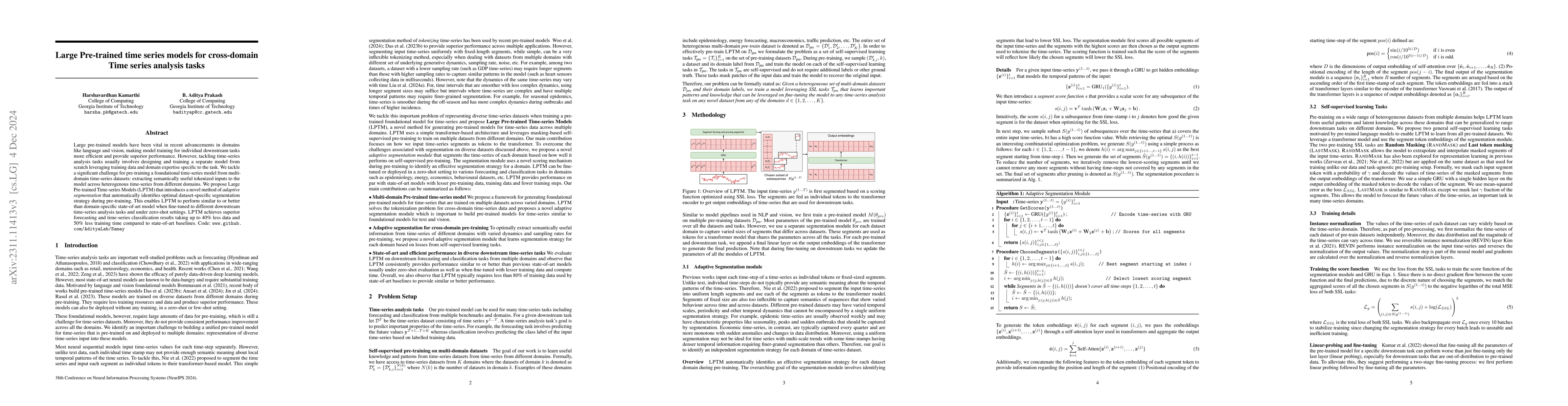 Thumbnail for Large Pre-trained time series models for cross-domain Time series
  analysis tasks