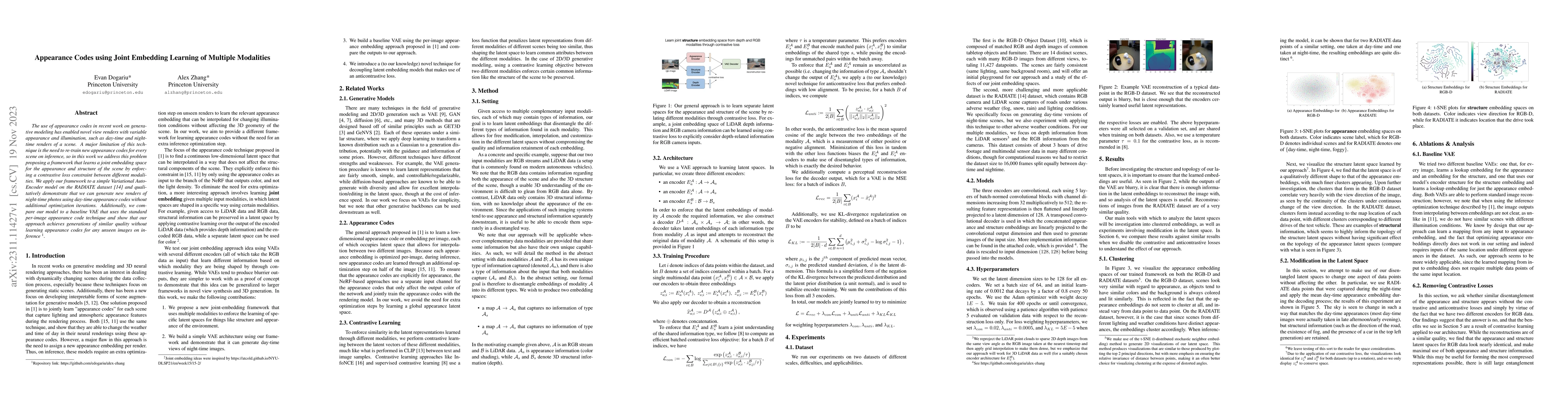 Thumbnail for Appearance Codes using Joint Embedding Learning of Multiple Modalities