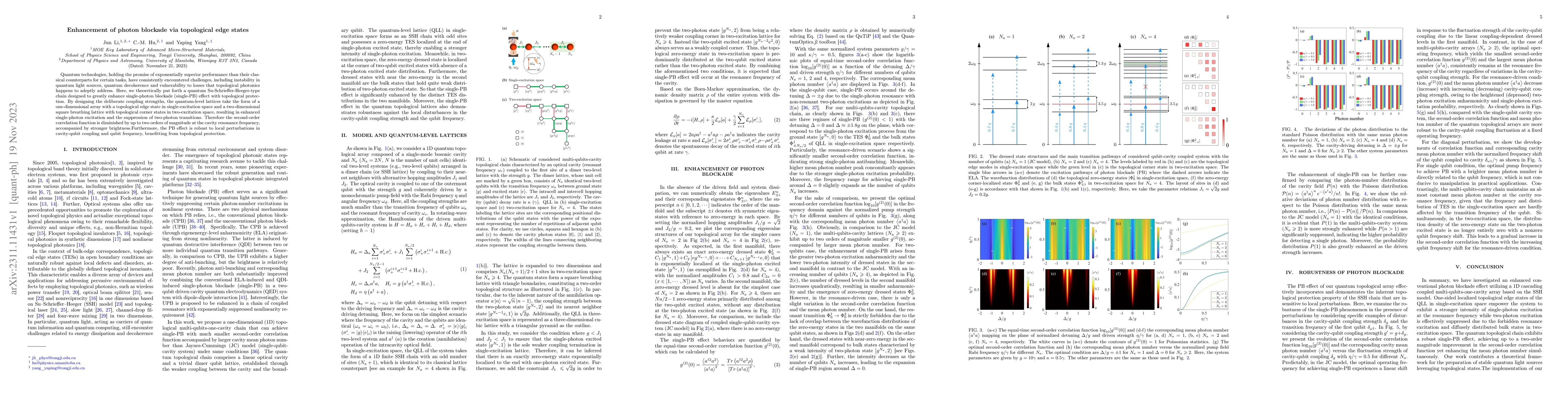 Thumbnail for Enhancement of photon blockade via topological edge states