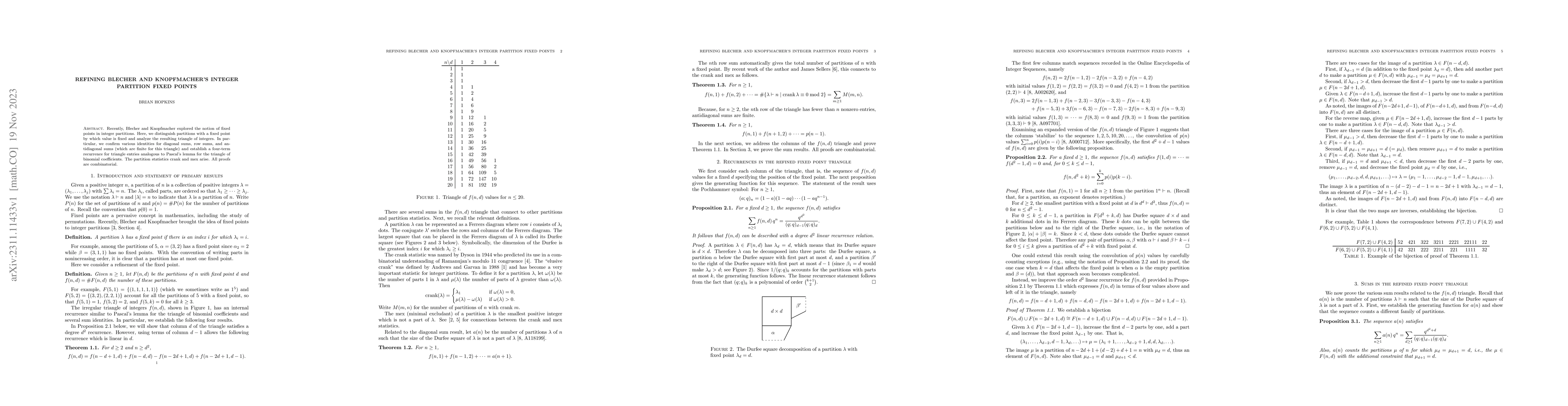 Thumbnail for Refining Blecher and Knopfmacher's Integer Partition Fixed Points