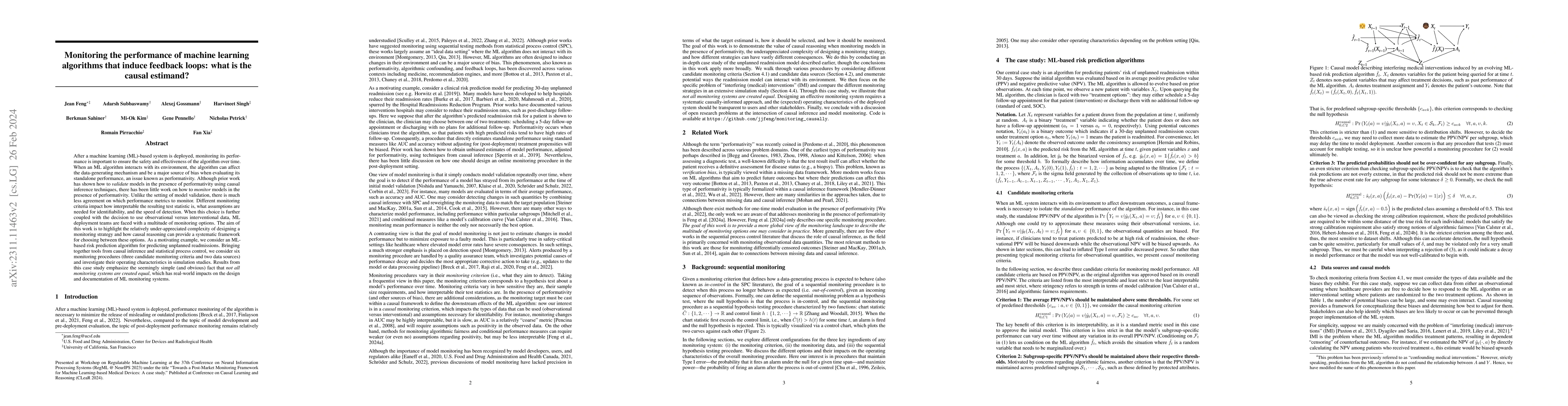 Thumbnail for Designing monitoring strategies for deployed machine learning
  algorithms: navigating performativity through a causal lens