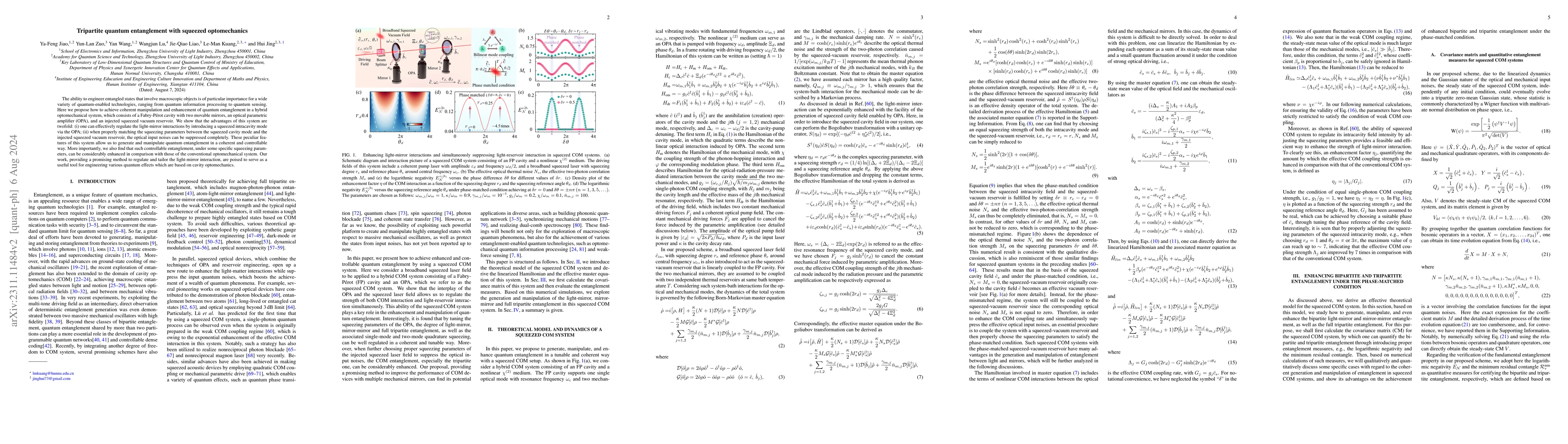 Thumbnail for Tripartite quantum entanglement with squeezed optomechanics