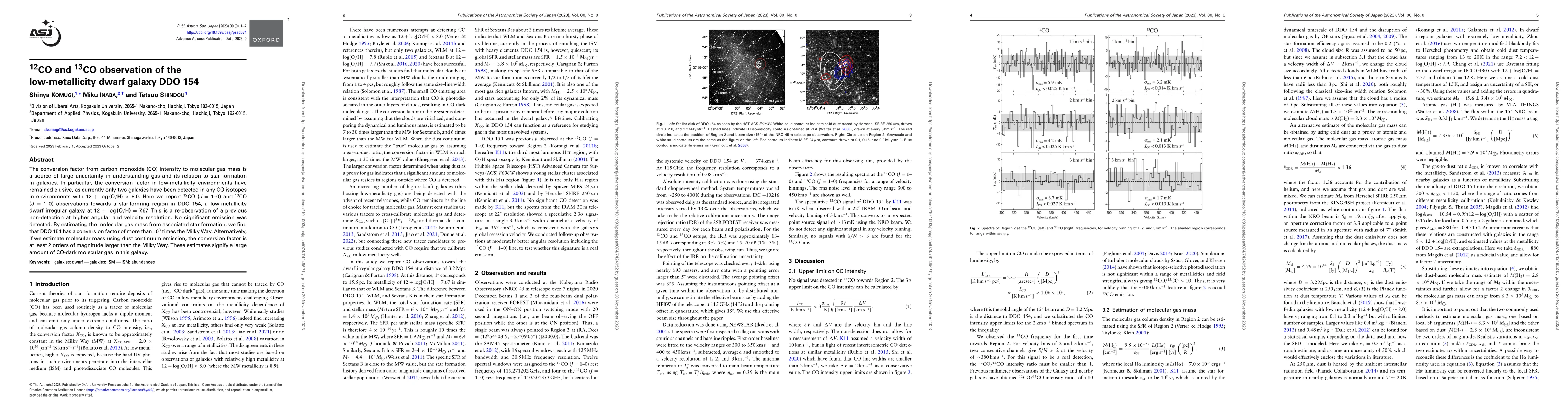 Thumbnail for 12CO and 13CO observation of the low-metallicity dwarf galaxy DDO 154