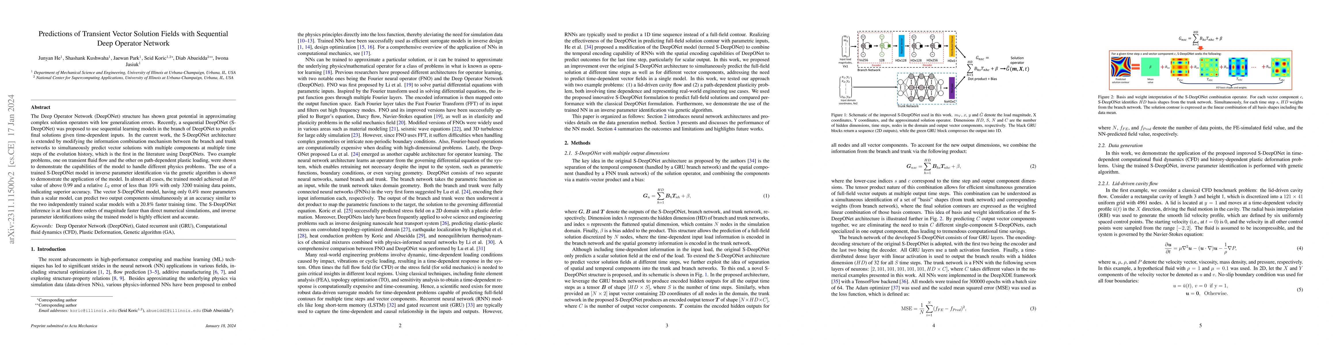 Thumbnail for Predictions of Transient Vector Solution Fields with Sequential Deep
  Operator Network