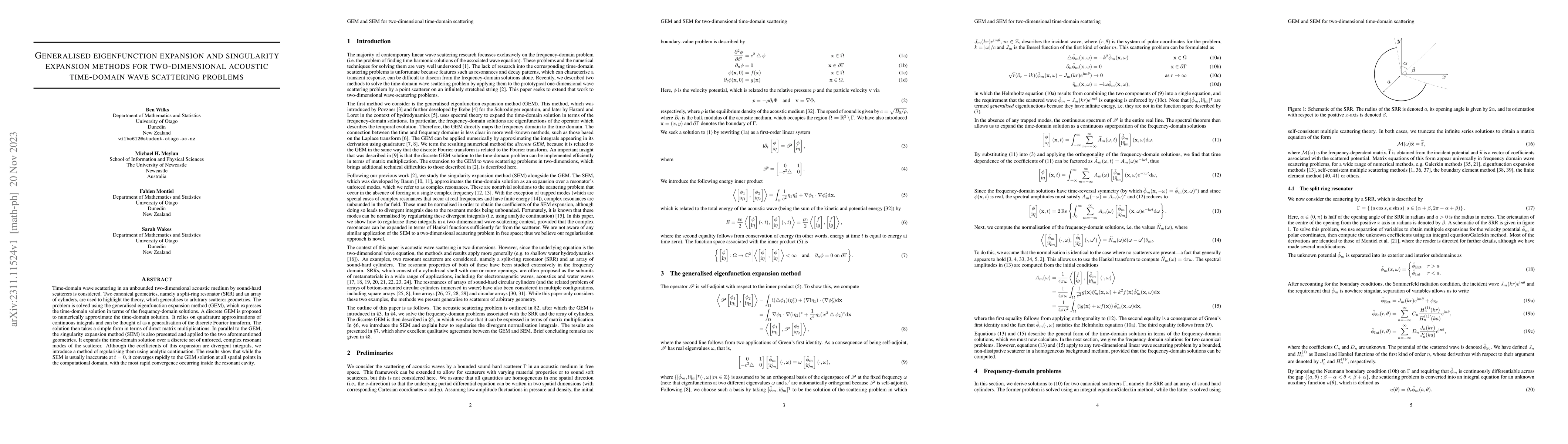 Thumbnail for Generalised eigenfunction expansion and singularity expansion methods
  for two-dimensional acoustic time-domain wave scattering problems