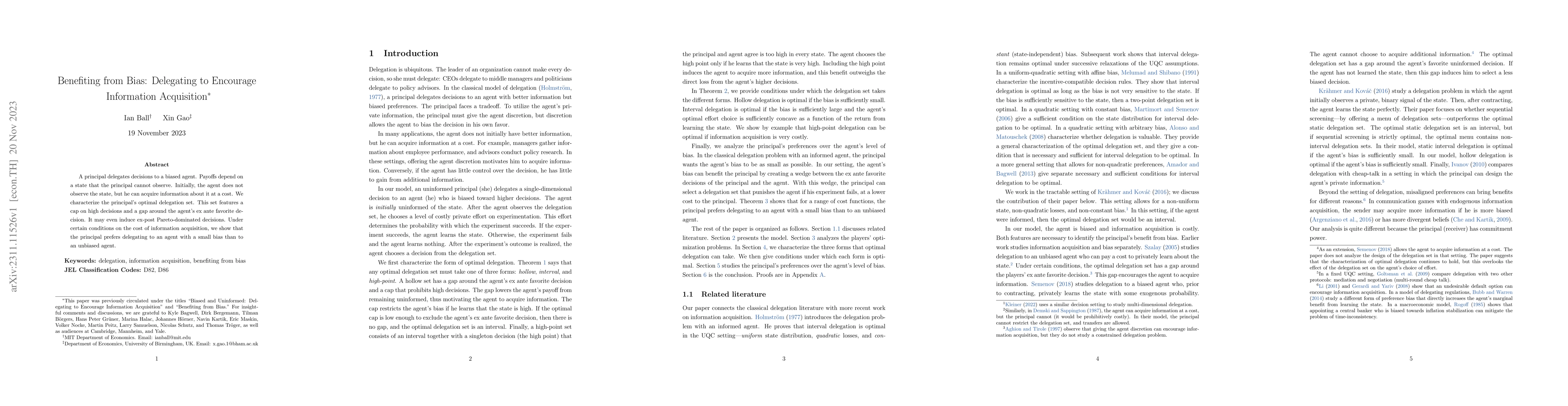 Thumbnail for Benefiting from Bias: Delegating to Encourage Information Acquisition