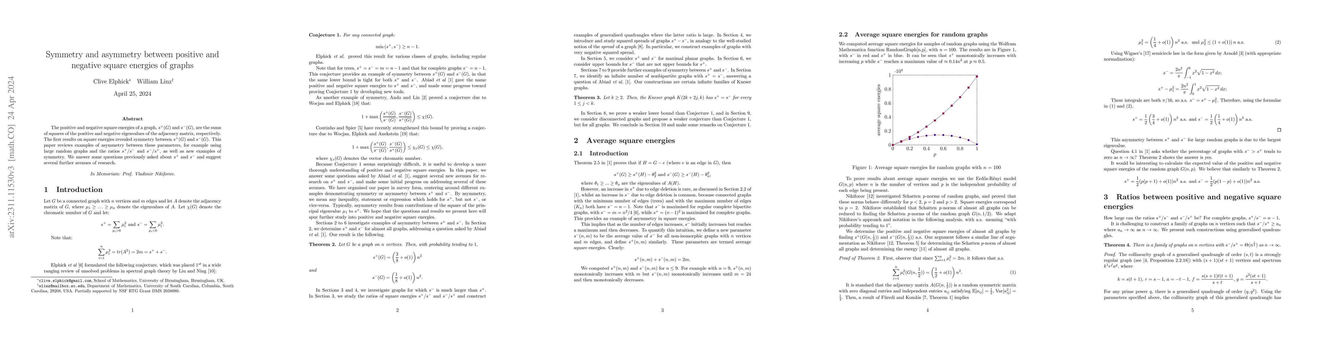 Thumbnail for Symmetry and asymmetry between positive and negative square energies of
  graphs
