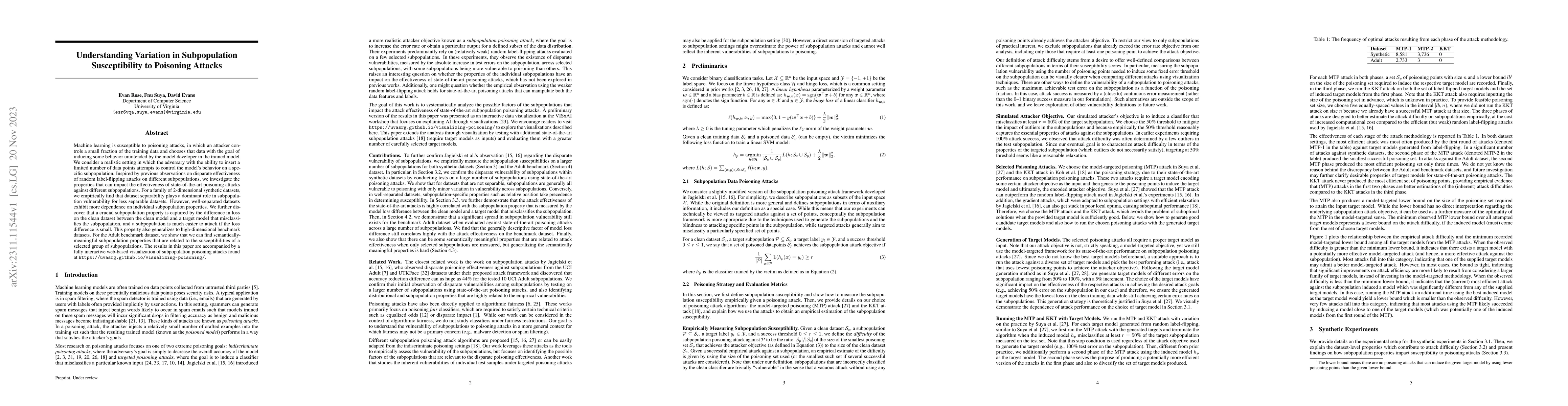 Thumbnail for Understanding Variation in Subpopulation Susceptibility to Poisoning
  Attacks