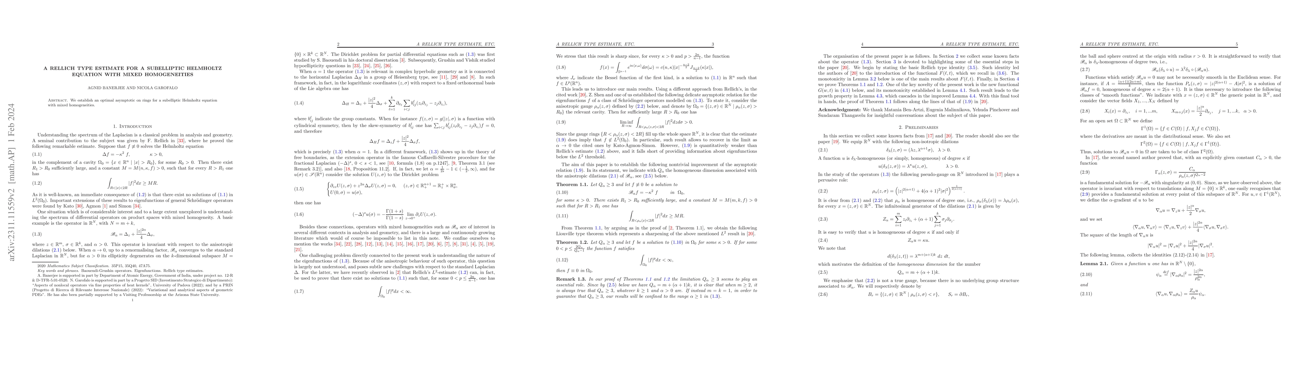 Thumbnail for A Rellich type estimate for a subelliptic Helmholtz equation with mixed
  homogeneities