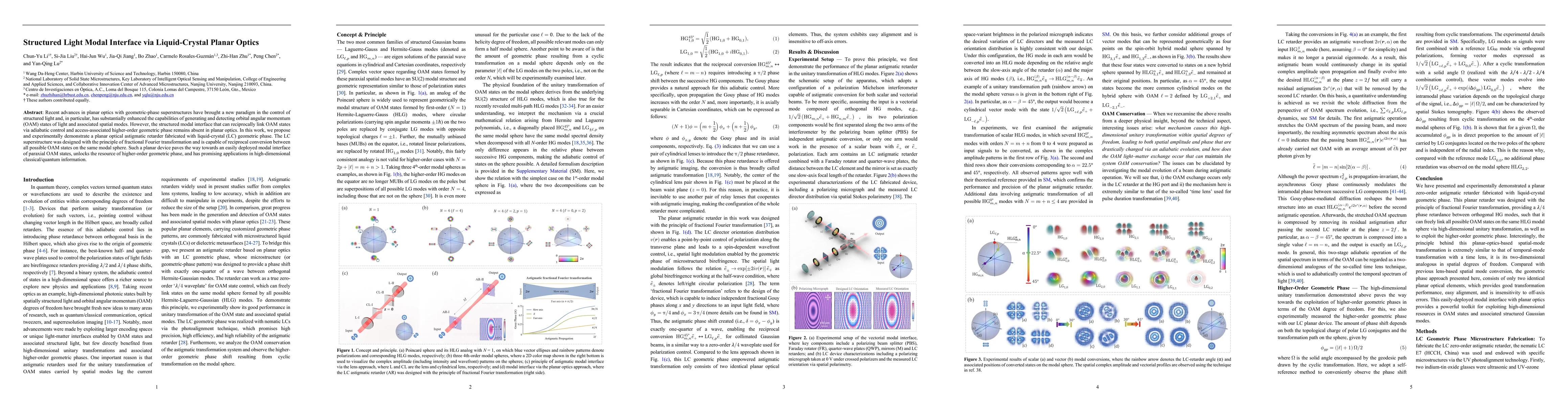 Thumbnail for Structured Light Modal Interface via Liquid-Crystal Planar Optics
