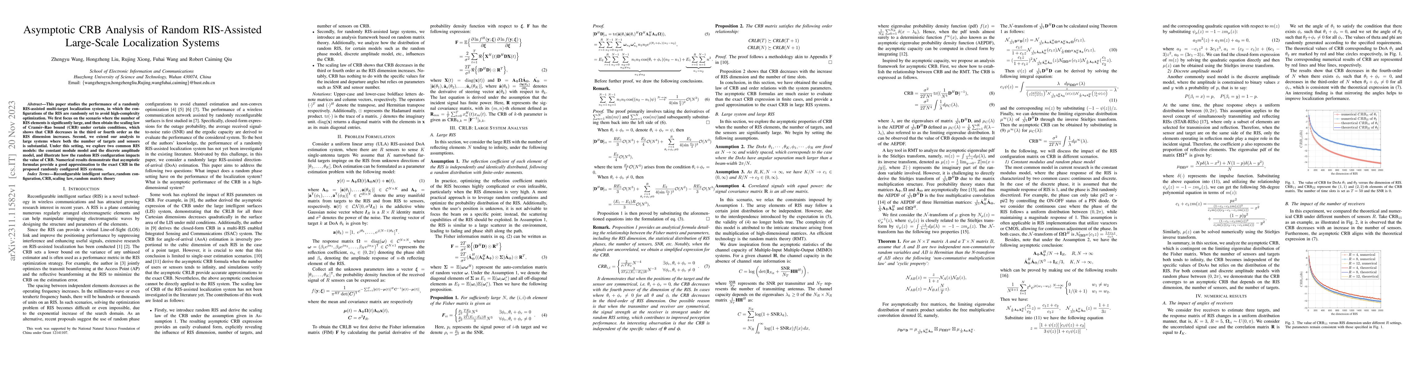 Thumbnail for Asymptotic CRB Analysis of Random RIS-Assisted Large-Scale Localization
  Systems