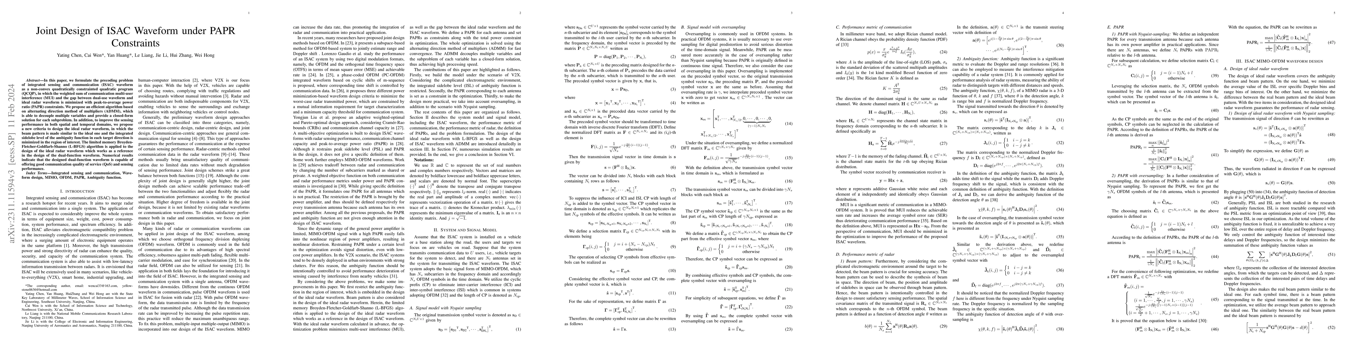 Thumbnail for Joint Design of ISAC Waveform under PAPR Constraints
