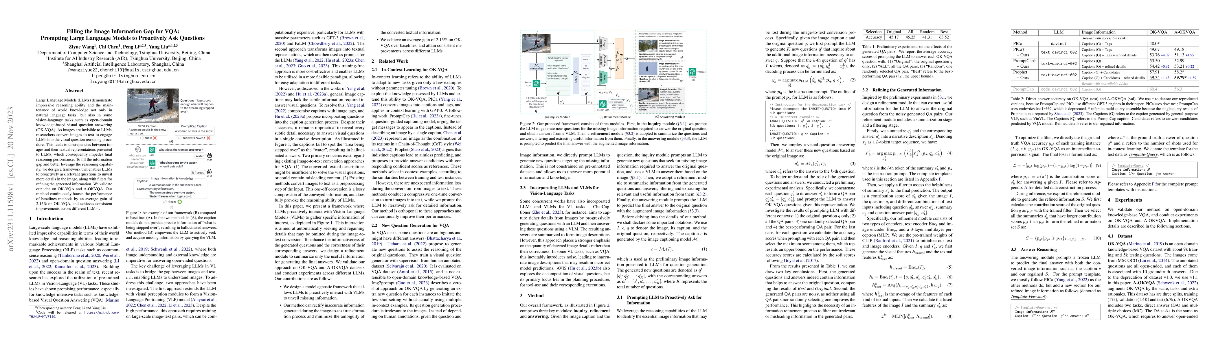 Thumbnail for Filling the Image Information Gap for VQA: Prompting Large Language
  Models to Proactively Ask Questions