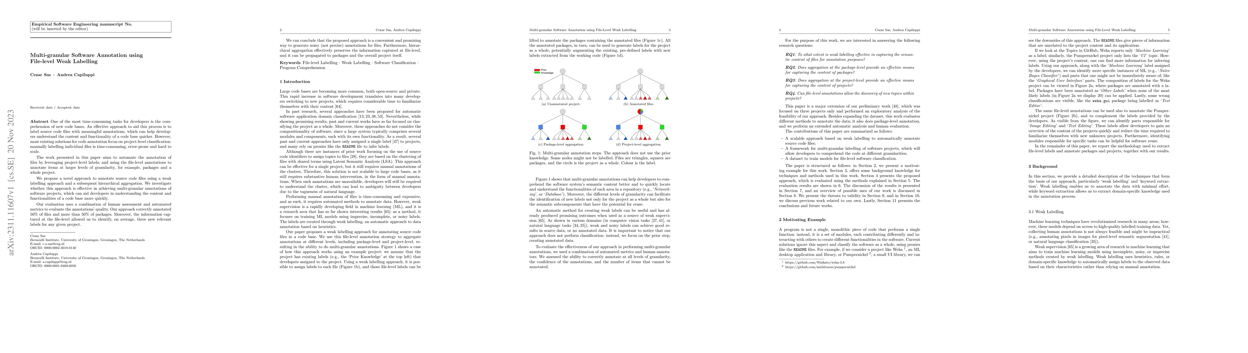 Thumbnail for Multi-granular Software Annotation using File-level Weak Labelling