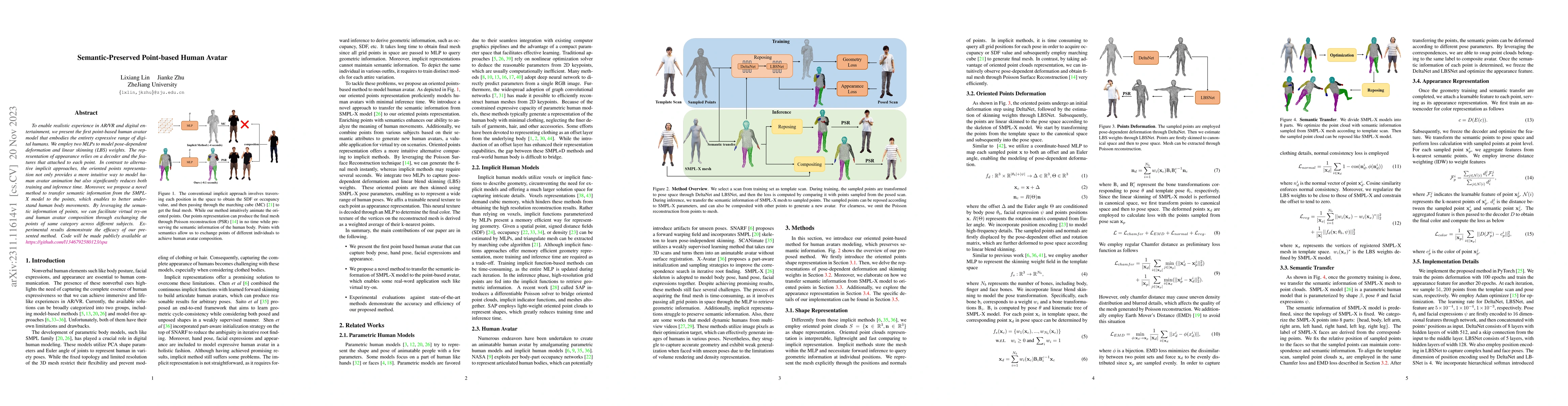 Thumbnail for Semantic-Preserved Point-based Human Avatar