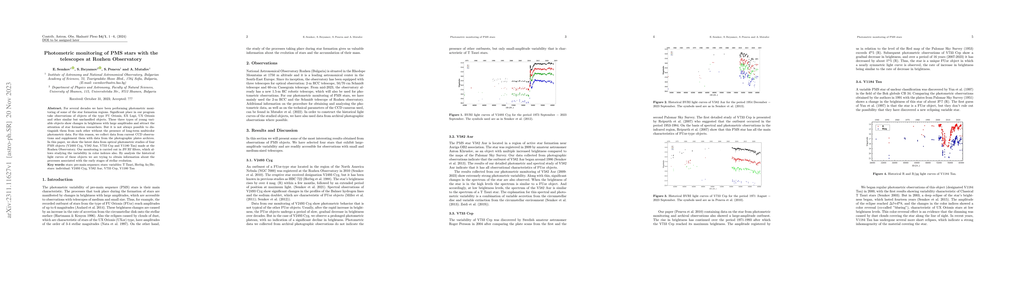Thumbnail for Photometric monitoring of PMS stars with the telescopes at Rozhen
  Observatory