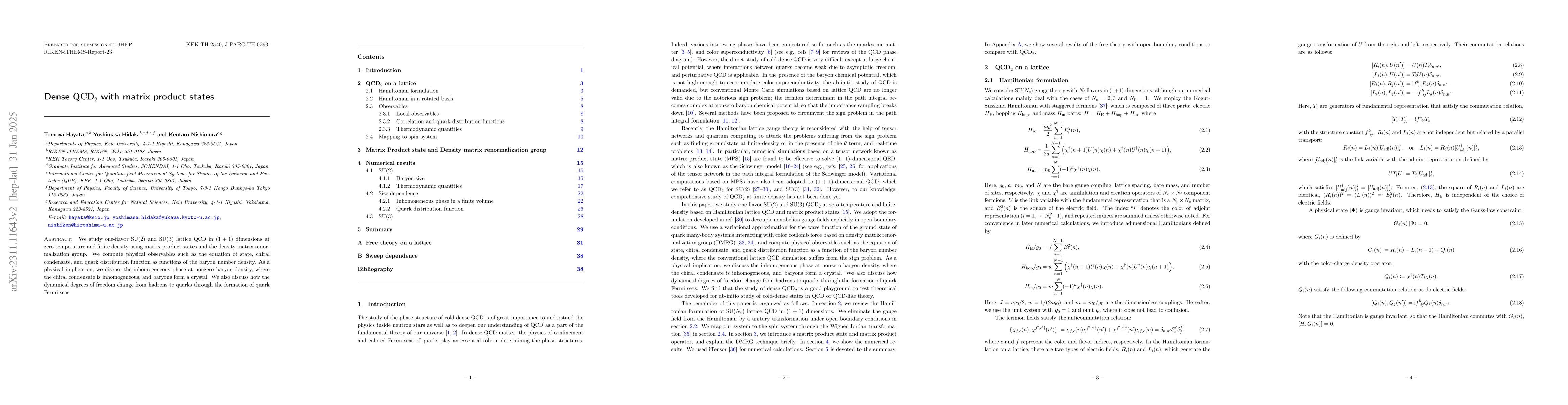 Thumbnail for Dense $\textrm{QCD}_2$ with matrix product states