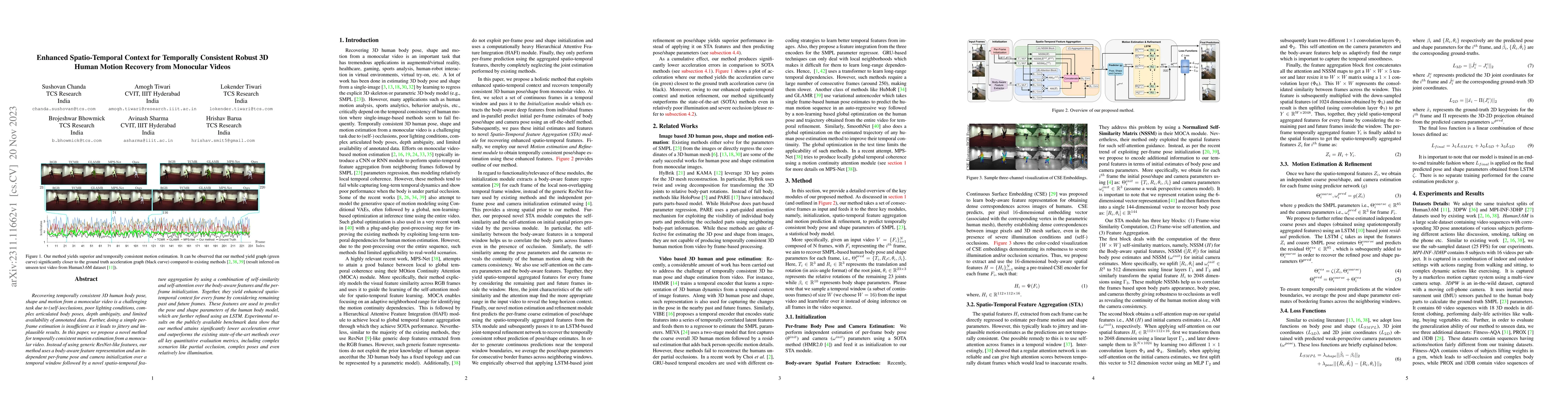 Thumbnail for Enhanced Spatio-Temporal Context for Temporally Consistent Robust 3D
  Human Motion Recovery from Monocular Videos