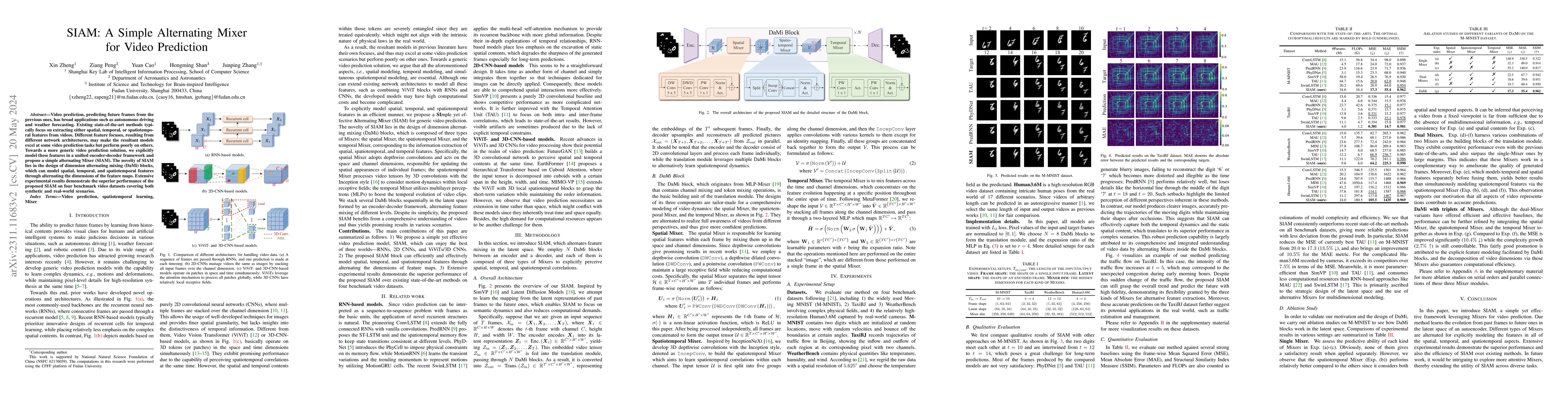 Thumbnail for SIAM: A Simple Alternating Mixer for Video Prediction