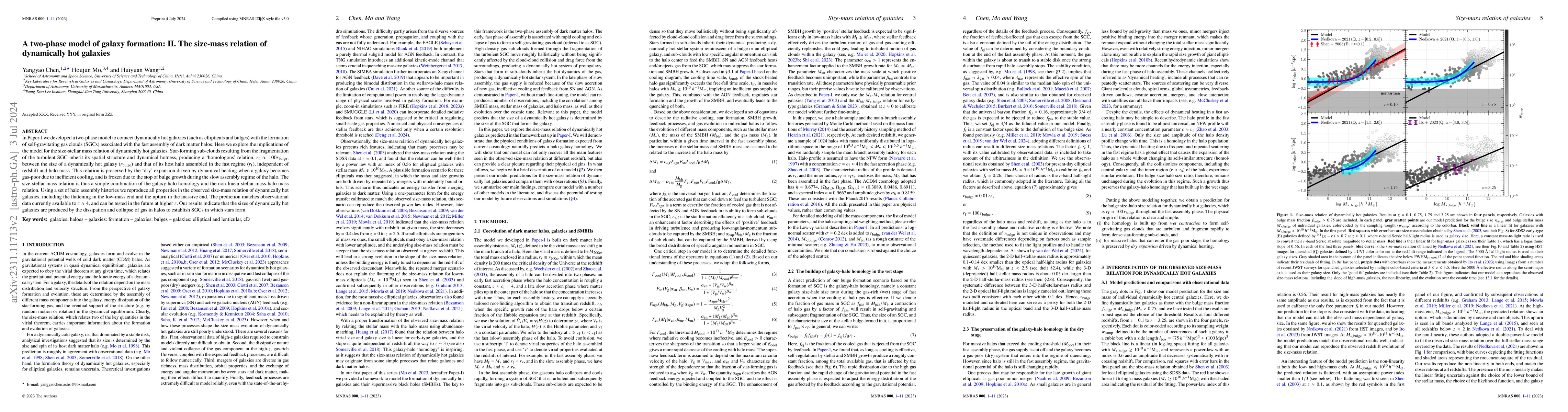 Thumbnail for A two-phase model of galaxy formation: II. The size-mass relation of
  dynamically hot galaxies