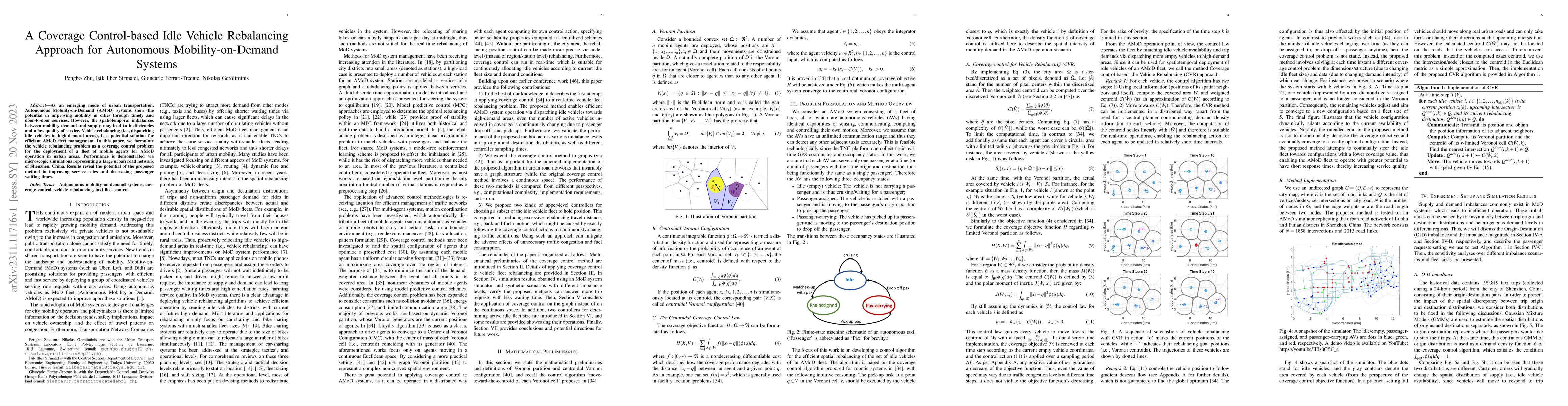 Thumbnail for A Coverage Control-based Idle Vehicle Rebalancing Approach for
  Autonomous Mobility-on-Demand Systems