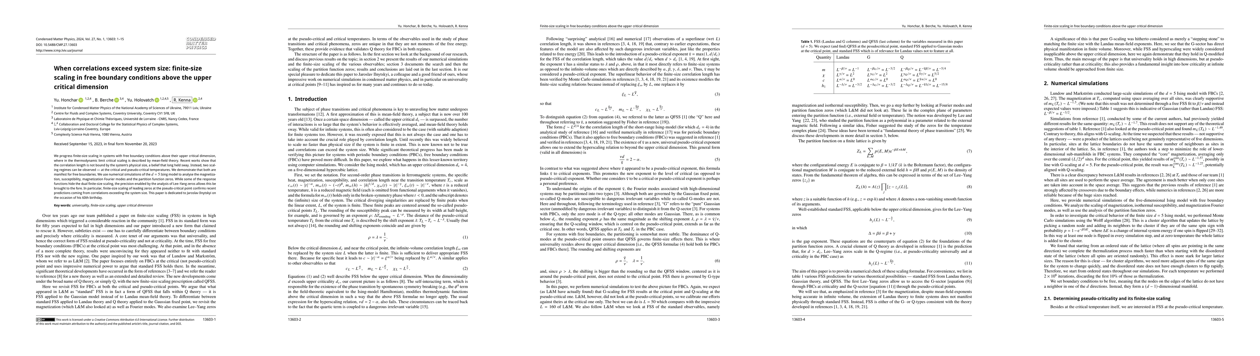Thumbnail for When correlations exceed system size: finite-size scaling in free
  boundary conditions above the upper critical dimension