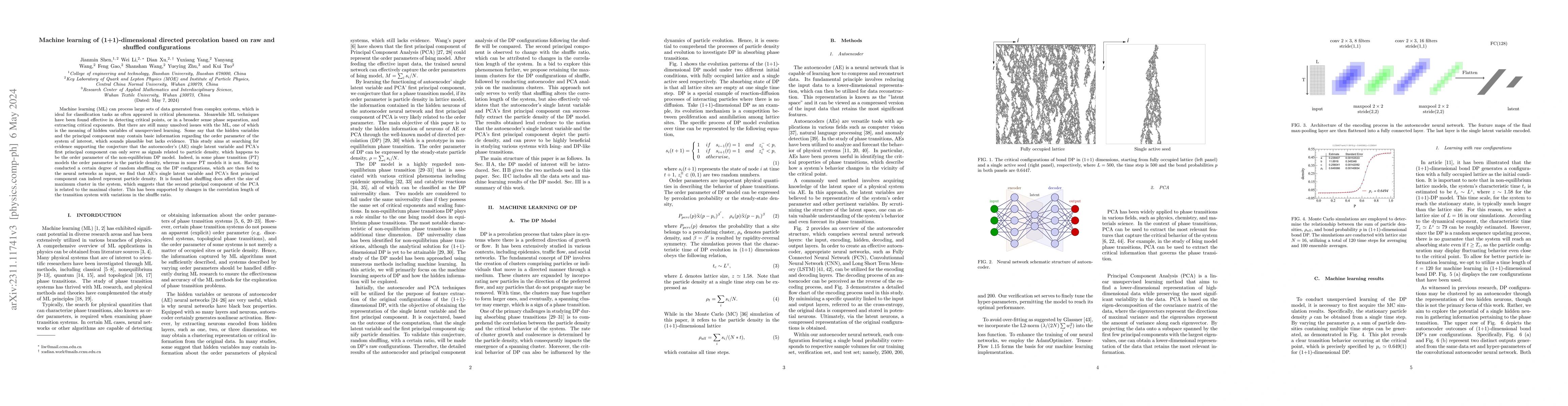 Thumbnail for Machine learning of (1+1)-dimensional directed percolation based on raw
  and shuffled configurations