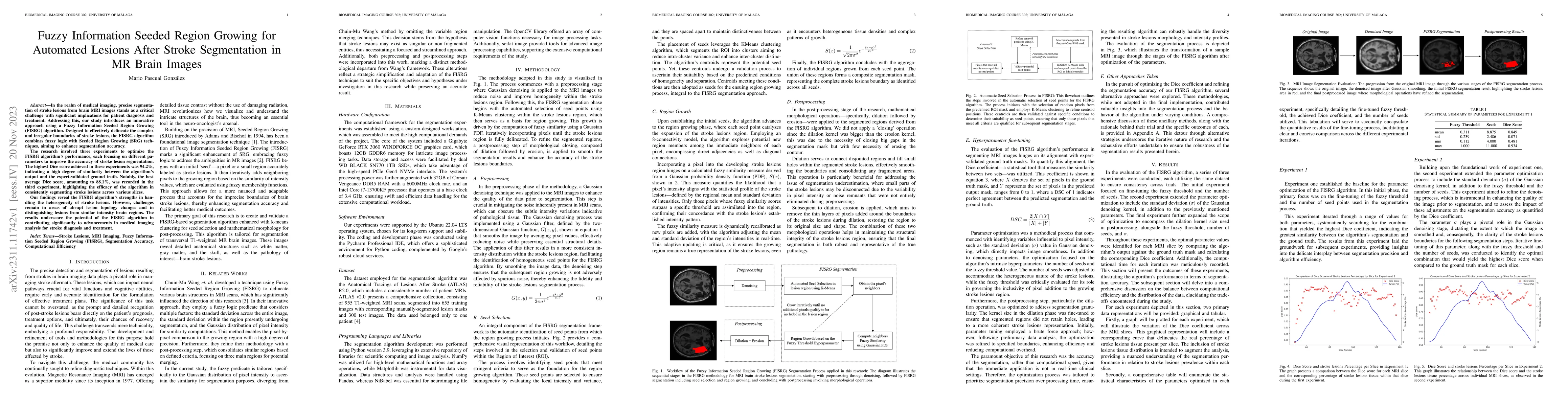 Thumbnail for Fuzzy Information Seeded Region Growing for Automated Lesions After
  Stroke Segmentation in MR Brain Images