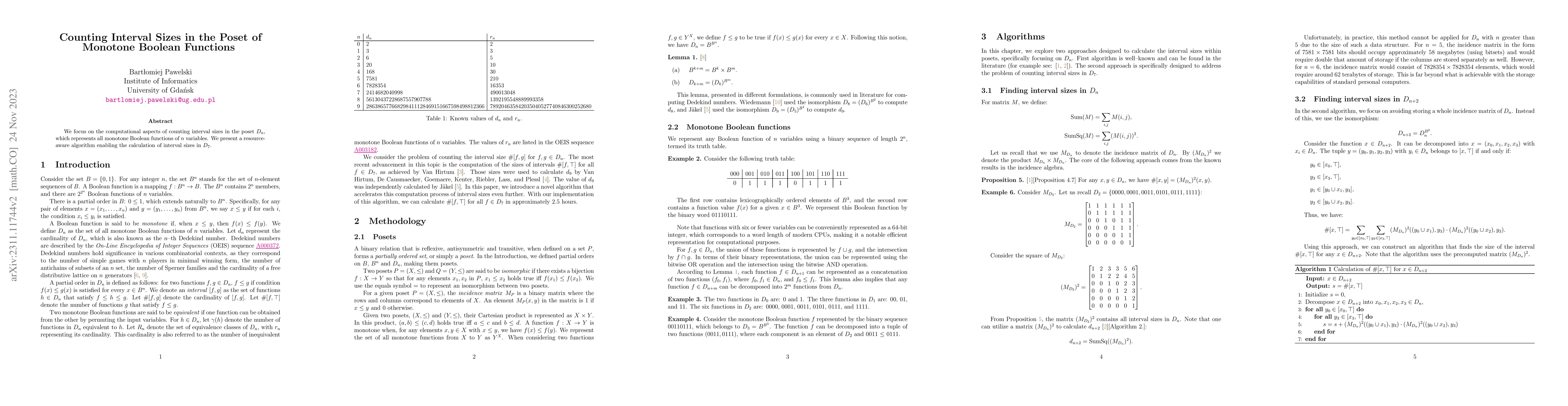 Thumbnail for Counting interval sizes in the poset of monotone Boolean functions