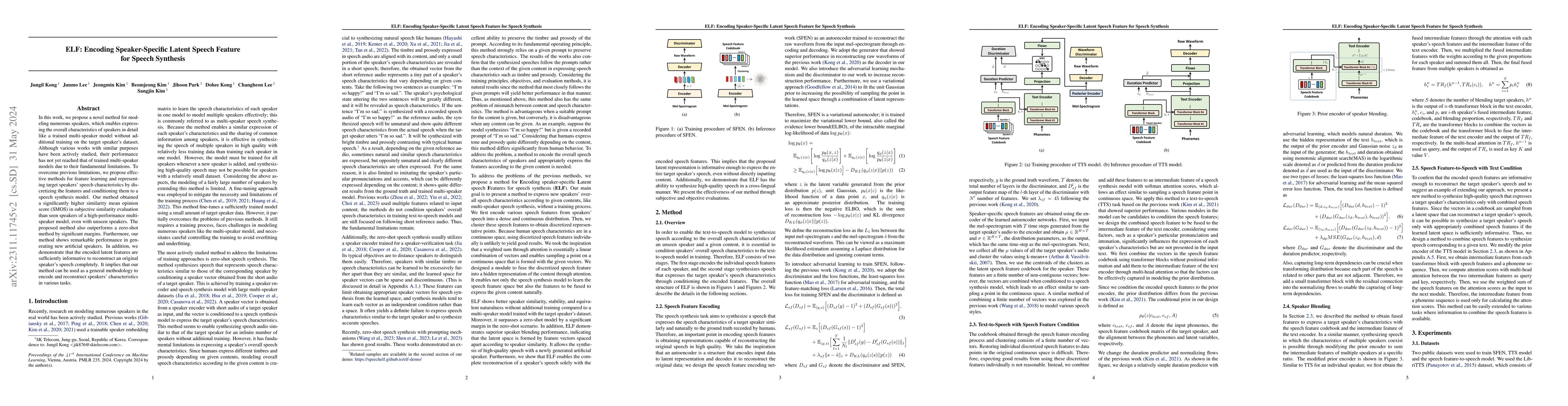 Thumbnail for ELF: Encoding Speaker-Specific Latent Speech Feature for Speech
  Synthesis