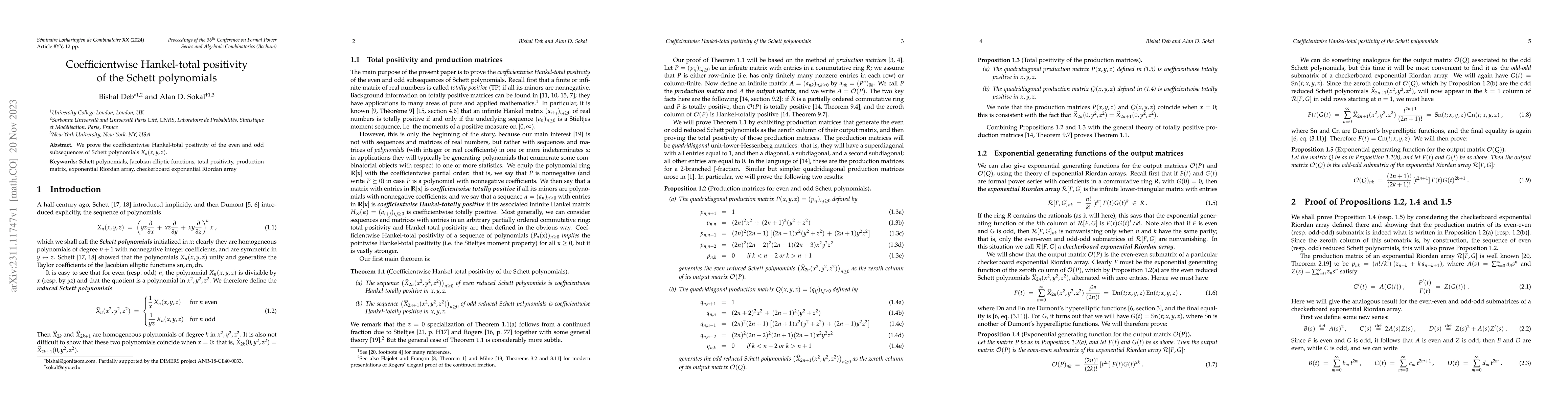 Thumbnail for Coefficientwise Hankel-total positivity of the Schett polynomials
