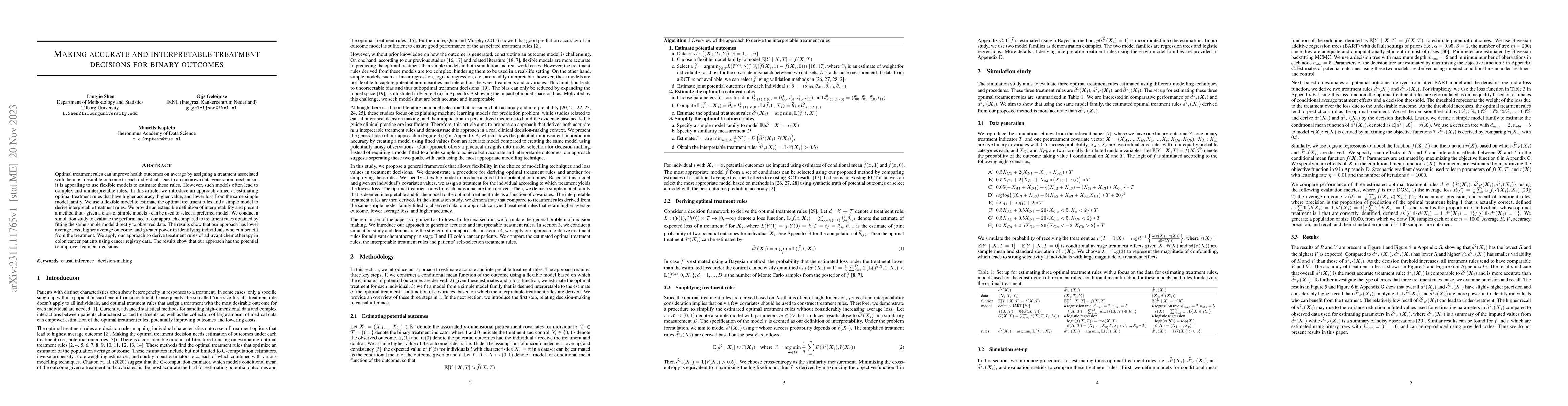 Thumbnail for Making accurate and interpretable treatment decisions for binary
  outcomes