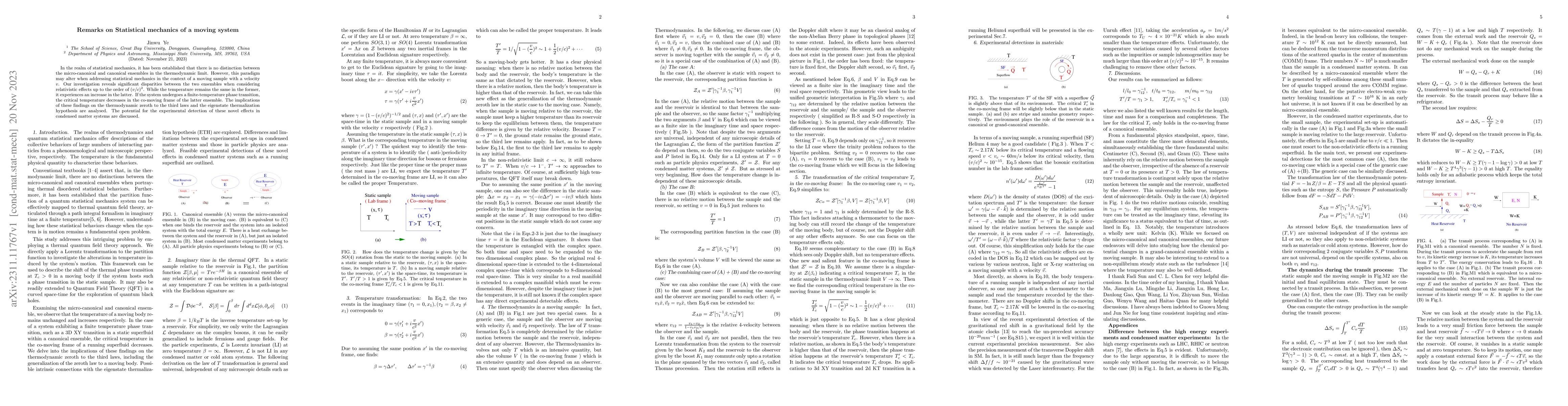 Thumbnail for Remarks on Statistical mechanics of a moving system