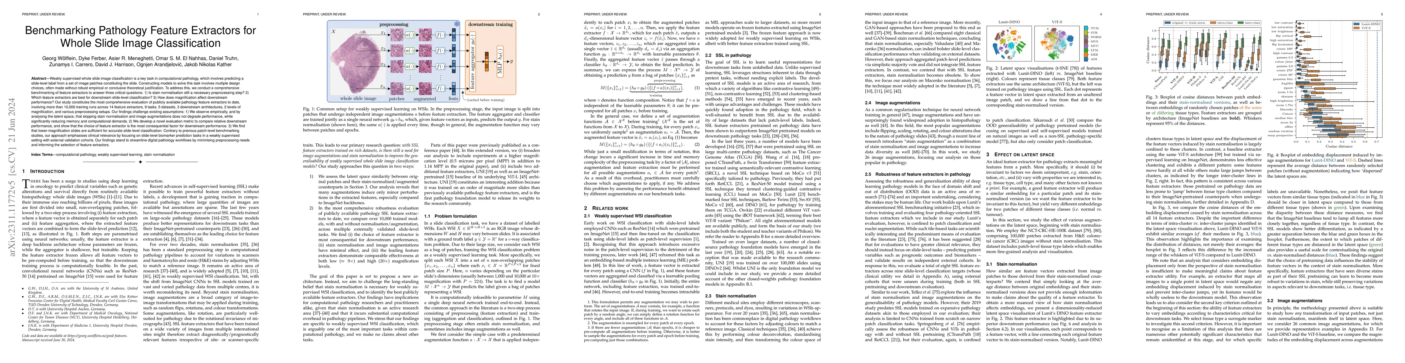 Thumbnail for Benchmarking Pathology Feature Extractors for Whole Slide Image
  Classification