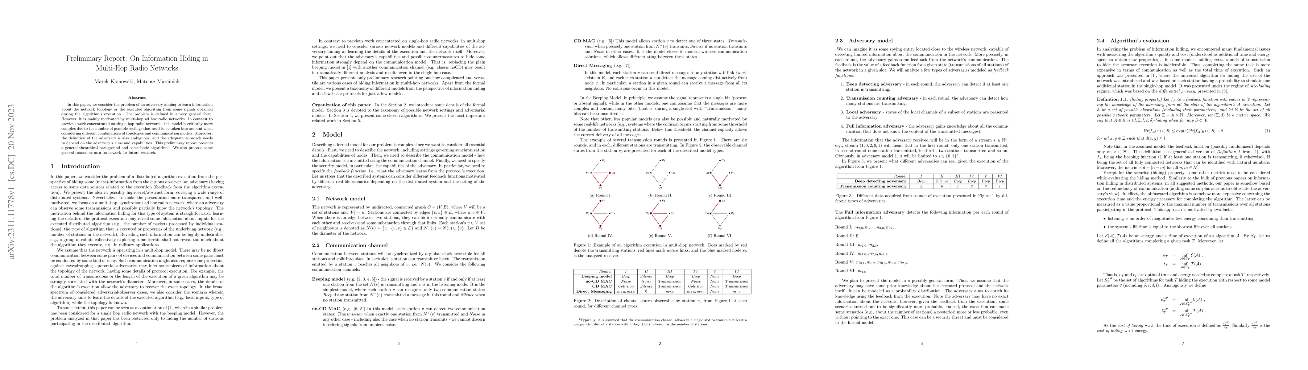 Thumbnail for Preliminary Report: On Information Hiding in Multi-Hop Radio Networks