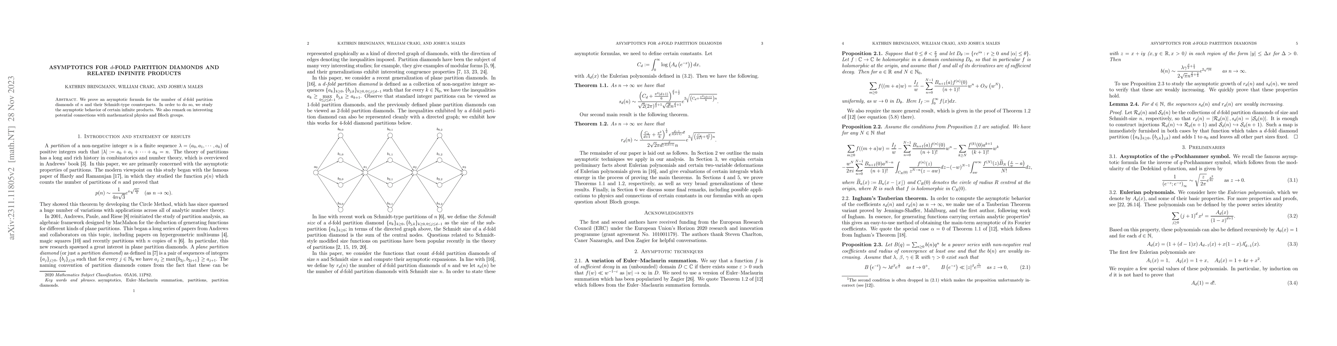 Thumbnail for Asymptotics for $d$-fold partition diamonds and related infinite
  products