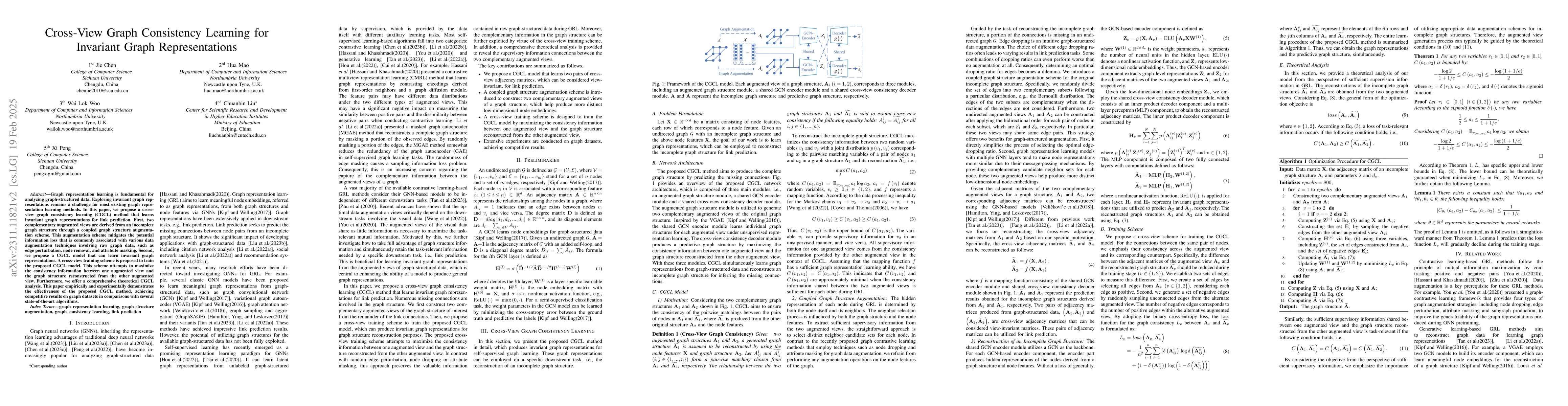 Thumbnail for Cross-View Graph Consistency Learning for Invariant Graph
  Representations