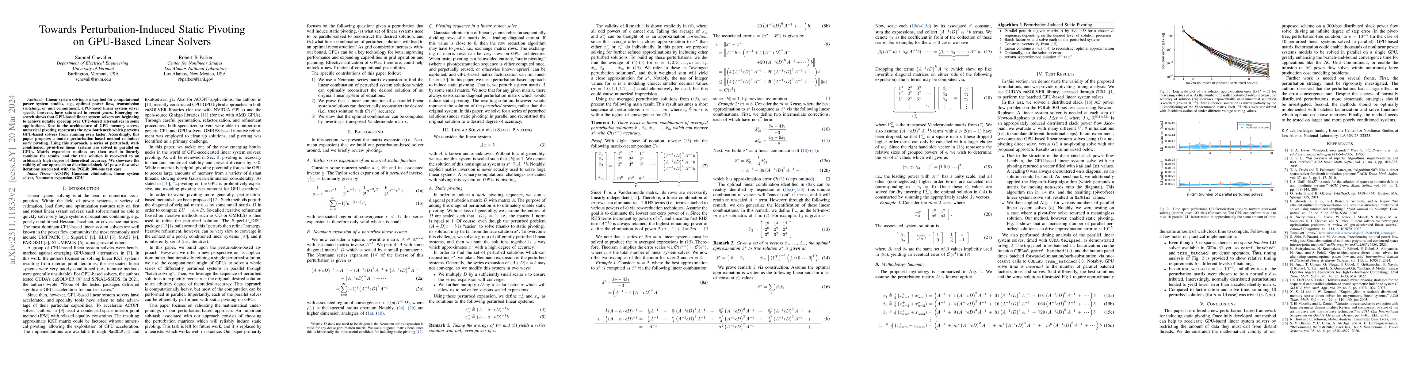 Thumbnail for Towards Perturbation-Induced Static Pivoting on GPU-Based Linear Solvers