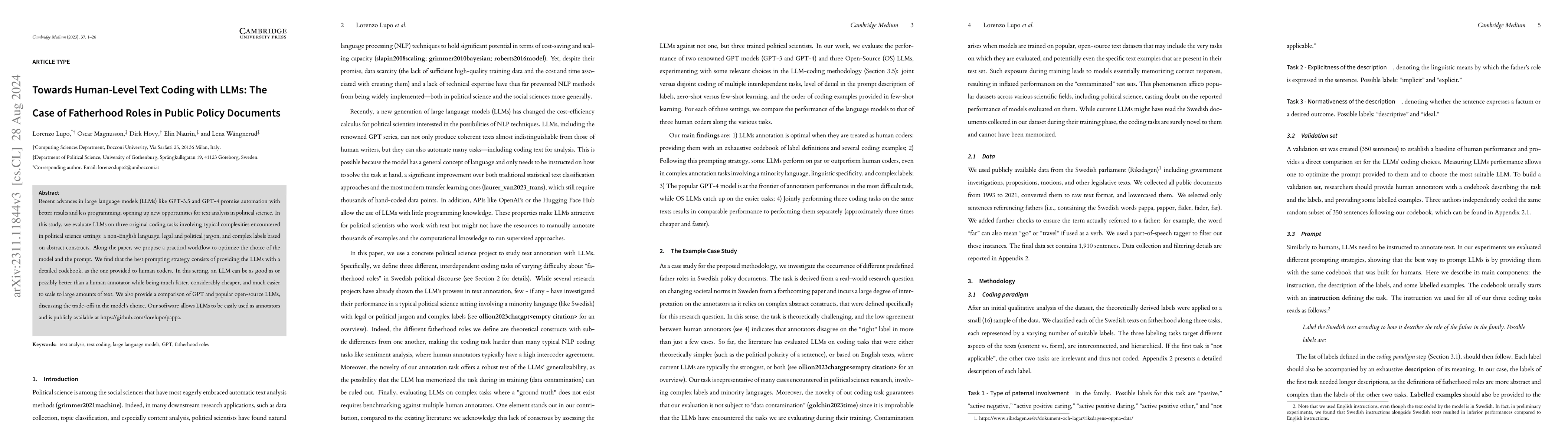 Thumbnail for How to Use Large Language Models for Text Coding: The Case of Fatherhood
  Roles in Public Policy Documents