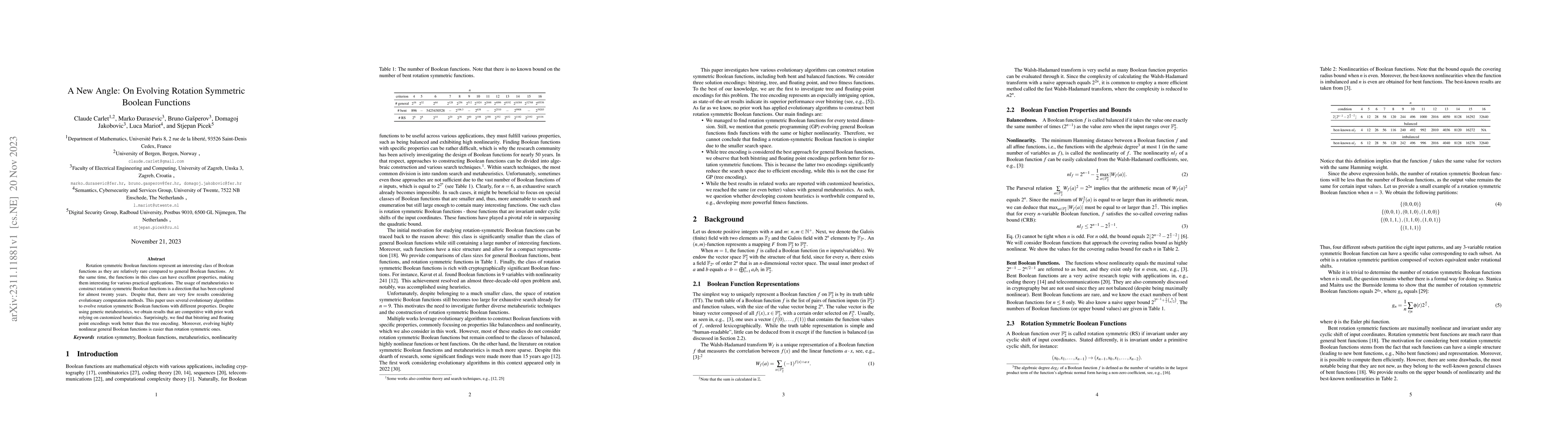 Thumbnail for A New Angle: On Evolving Rotation Symmetric Boolean Functions