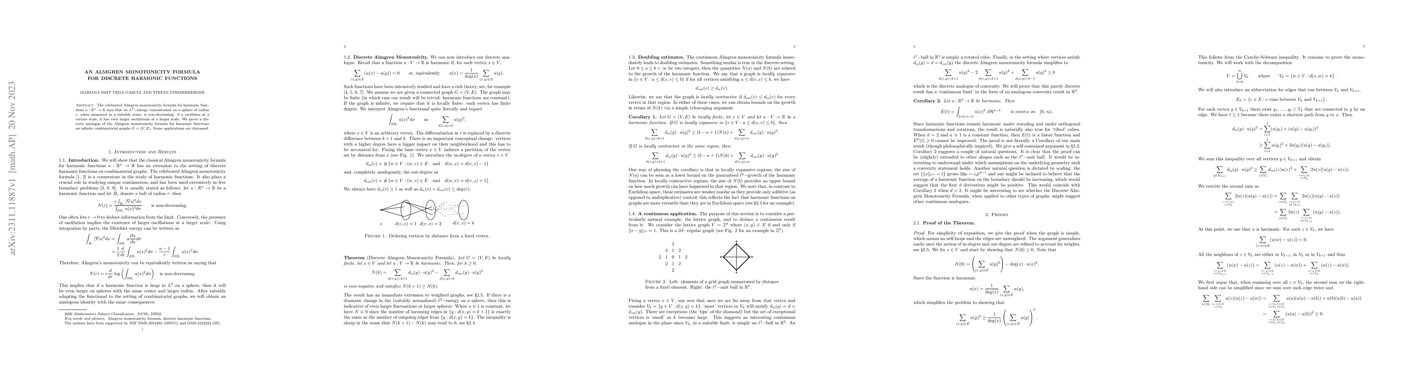 Thumbnail for An Almgren monotonicity formula for discrete harmonic functions