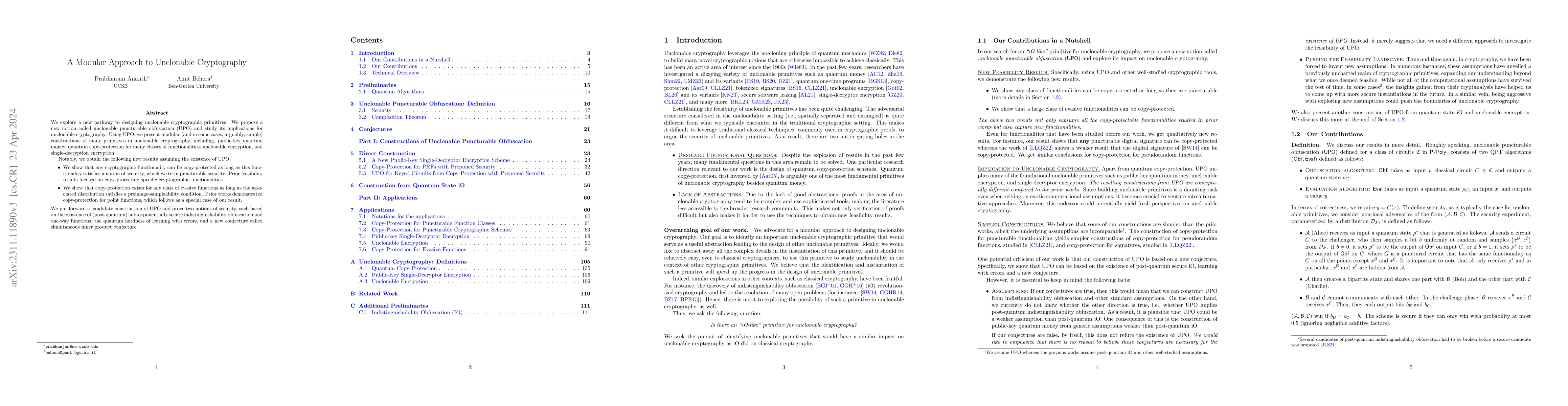 Thumbnail for A Modular Approach to Unclonable Cryptography
