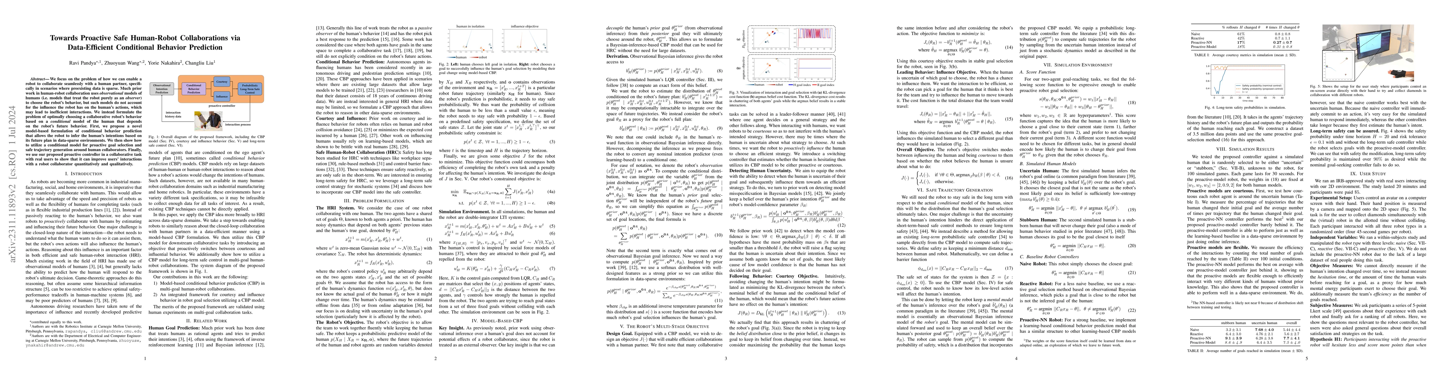 Thumbnail for Towards Proactive Safe Human-Robot Collaborations via Data-Efficient
  Conditional Behavior Prediction