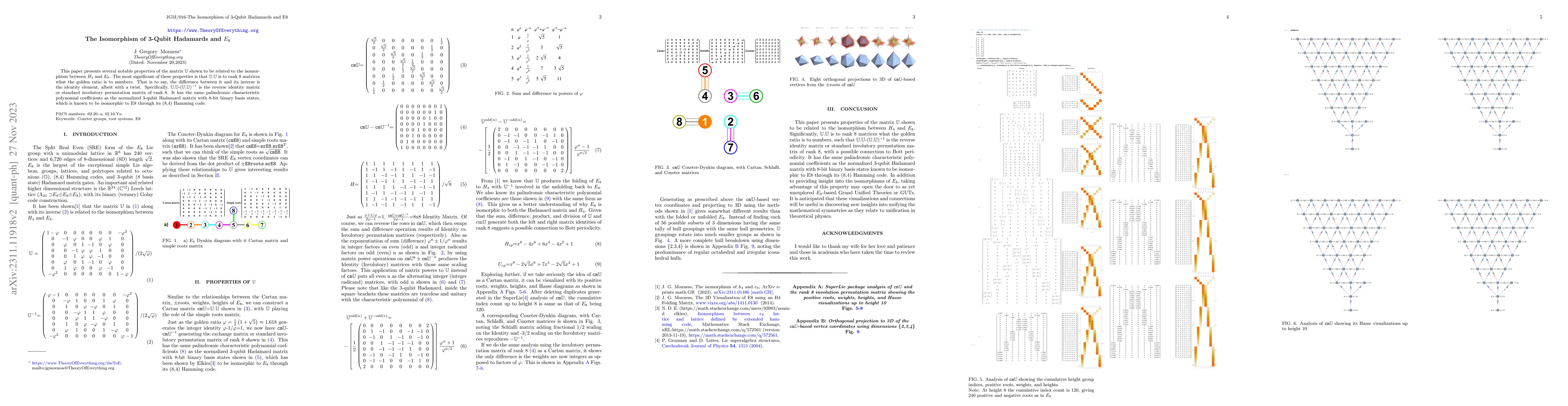Thumbnail for The Isomorphism of 3-Qubit Hadamards and $E_8$