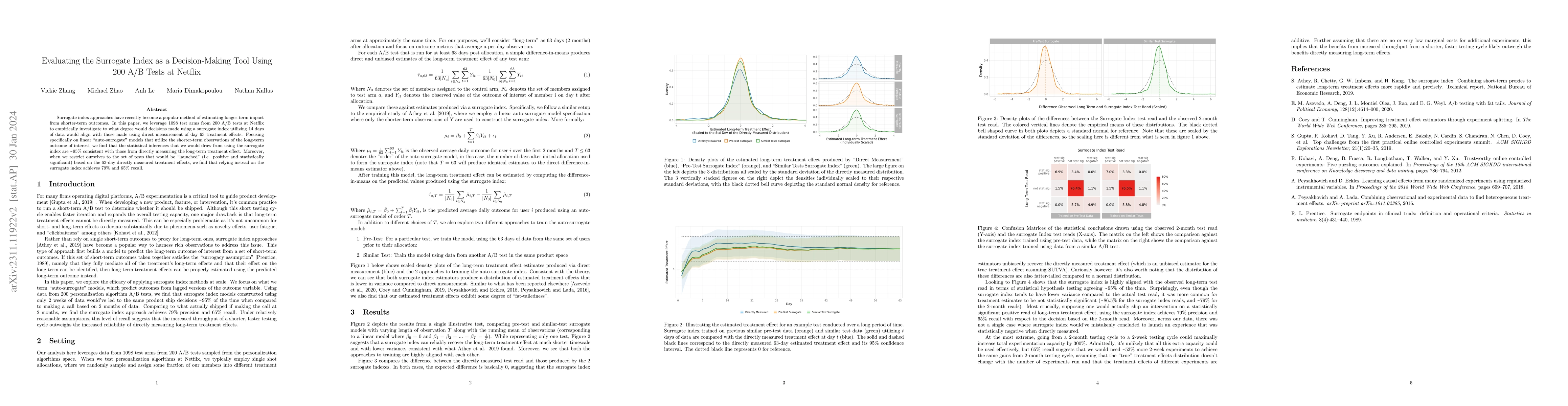 Thumbnail for Evaluating the Surrogate Index as a Decision-Making Tool Using 200 A/B
  Tests at Netflix