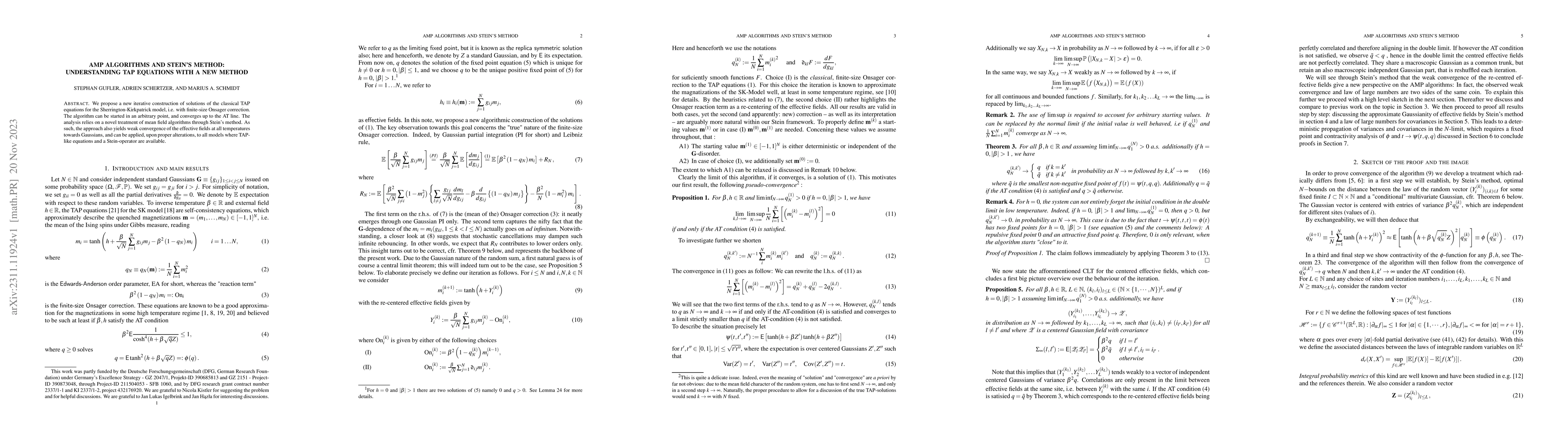 Thumbnail for AMP algorithms and Stein's method: Understanding TAP equations with a
  new method