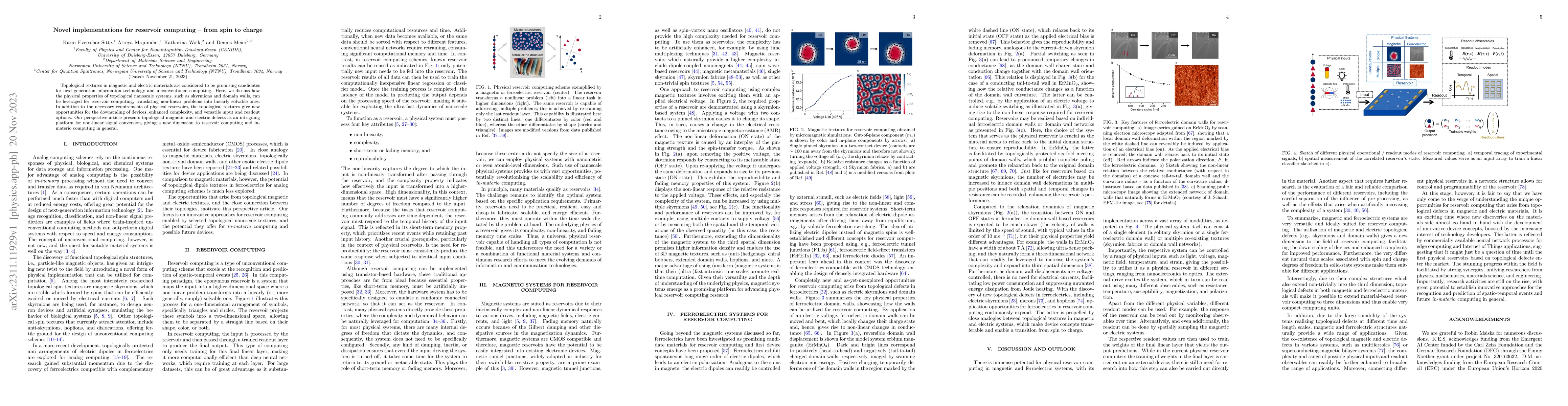 Thumbnail for Novel implementations for reservoir computing -- from spin to charge